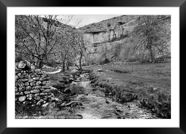  Malham Cove Yorkshire monochrome Framed Mounted Print by Diana Mower