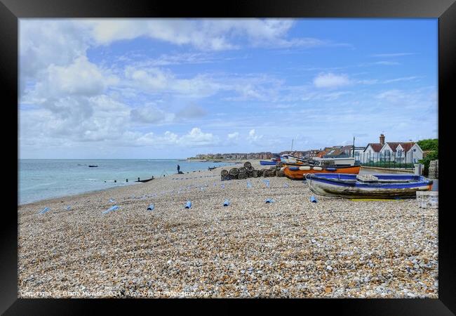 Selsey Beach and Town  Framed Print by Diana Mower