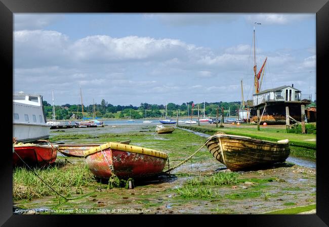Pin Mill The Waterfront Hard Suffolk  Framed Print by Diana Mower