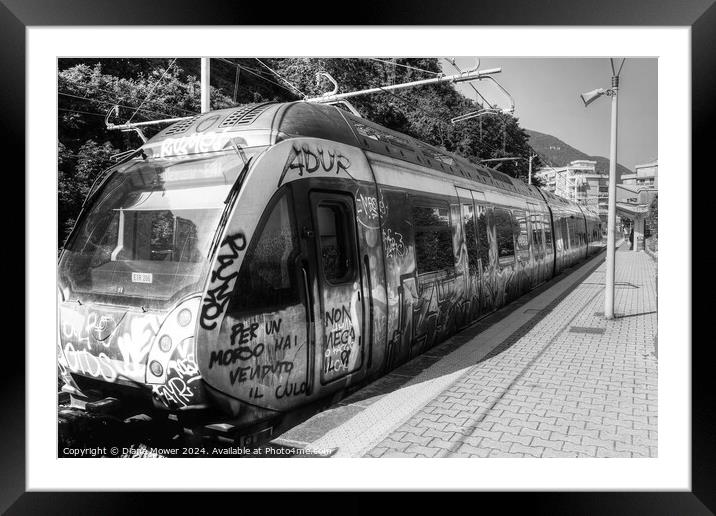  Sorrento Train Monohrome Framed Mounted Print by Diana Mower