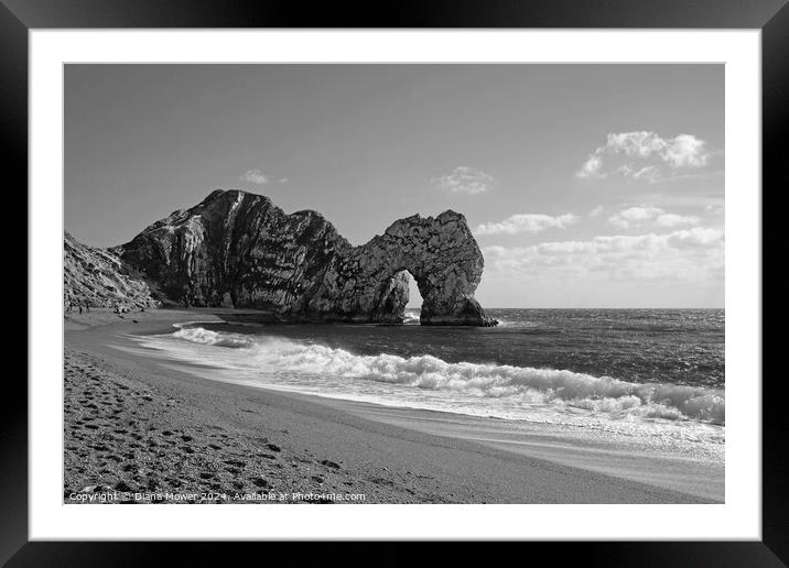 Durdle Door Dorset Monochrome Framed Mounted Print by Diana Mower