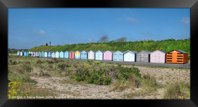 Pakefield Beach Huts Suffolk Framed Print by Diana Mower