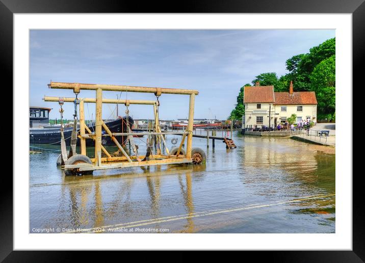 Pin Mill Orwell High Tide Framed Mounted Print by Diana Mower