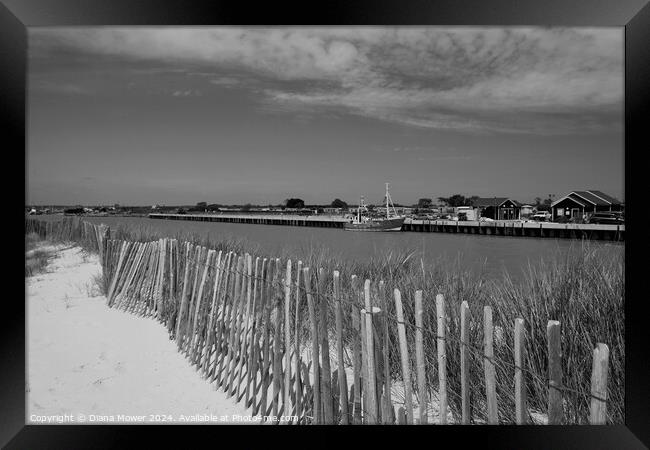 Southwold River Blyth Monochrome Framed Print by Diana Mower