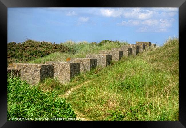 Dunwich Beach WW2 Tank Traps Framed Print by Diana Mower