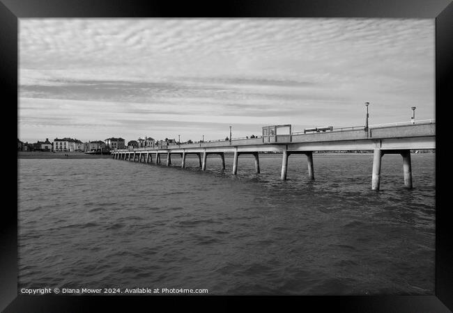 Deal Pier Kent in Monochrome Framed Print by Diana Mower