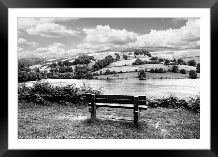 Ladybower View Mono Framed Mounted Print by Diana Mower