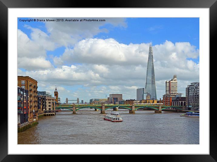 River Thames and London skyline Framed Mounted Print by Diana Mower