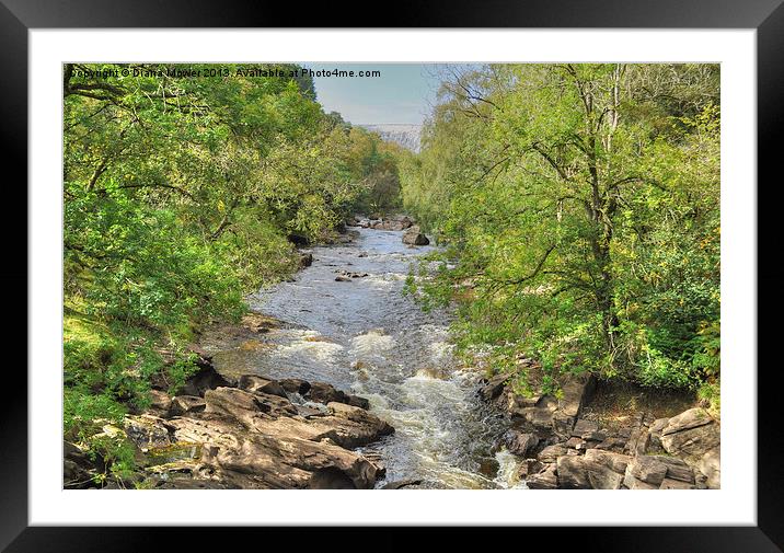 Penygarreg dam and stream Wales Framed Mounted Print by Diana Mower