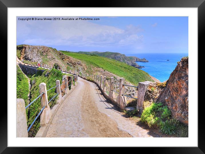 La Coupee Sark Guernsey Framed Mounted Print by Diana Mower