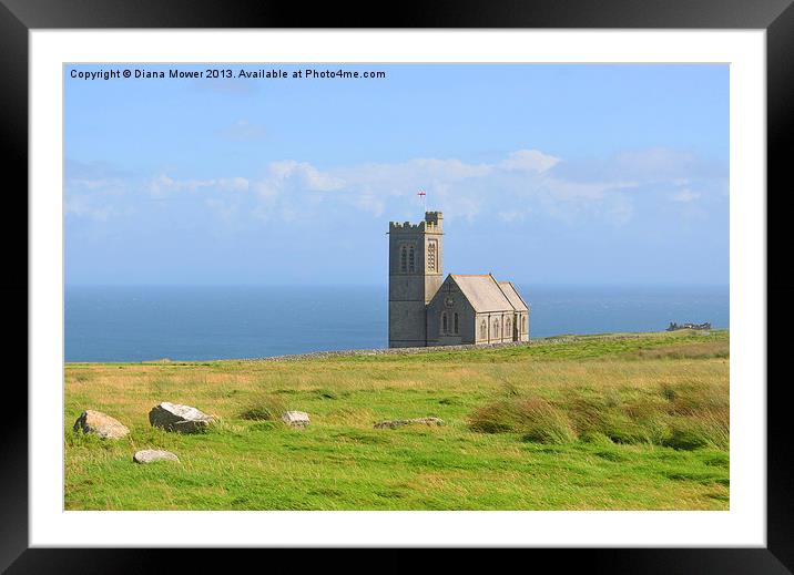 St Helena’s Church Lundy  Island  Framed Mounted Print by Diana Mower