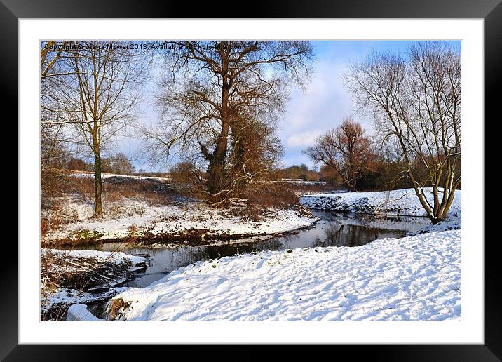 Bocking river in Winter Snow Framed Mounted Print by Diana Mower