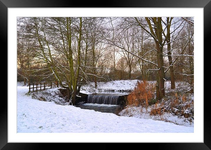 River Pant in Winter snow Framed Mounted Print by Diana Mower