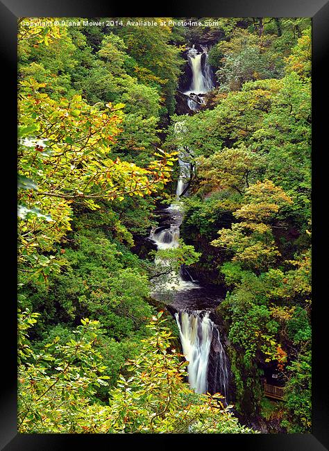 Pistyll Rhaeadr Waterfall Wales Framed Print by Diana Mower
