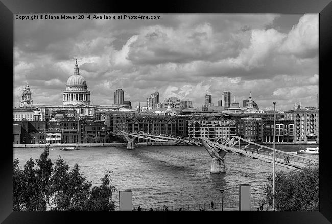 St Pauls Cathedral and Millennium Bridge London Framed Print by Diana Mower