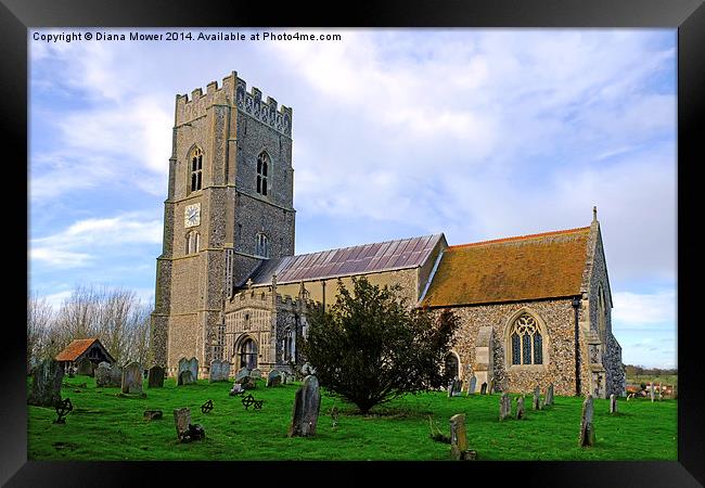 Kersey Church Framed Print by Diana Mower