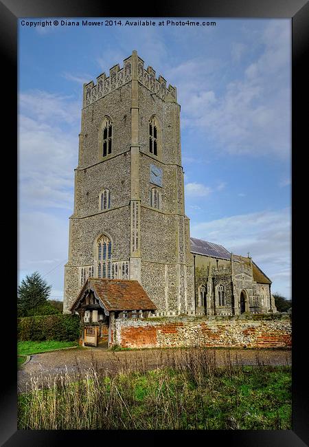 Kersey Church Framed Print by Diana Mower