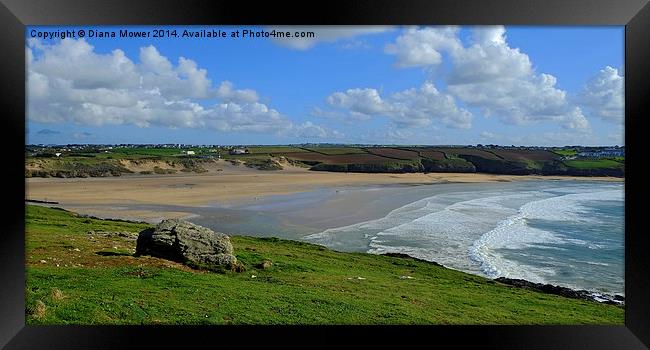 Crantock Beach Framed Print by Diana Mower