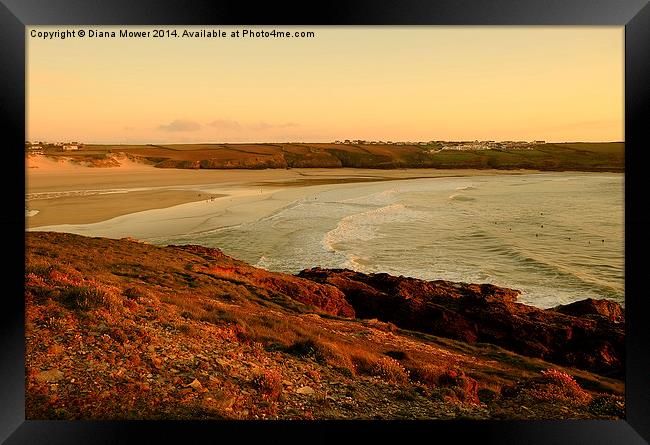 Crantock Beach Framed Print by Diana Mower