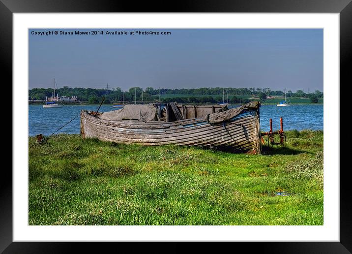 Old Boat River Stour Mistley Framed Mounted Print by Diana Mower