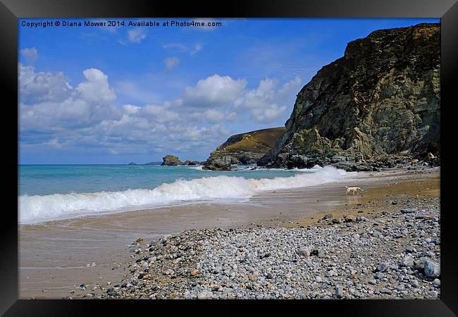 Trevaunance Bay Framed Print by Diana Mower