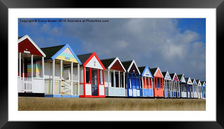  Southwold Beach Huts Framed Mounted Print by Diana Mower