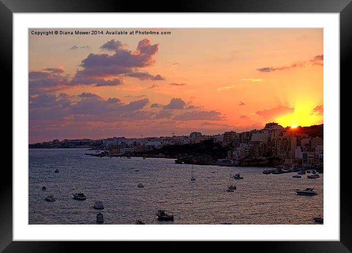  Sunrise in Malta Framed Mounted Print by Diana Mower