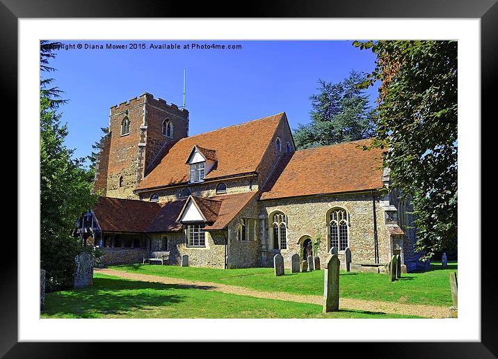  St Peters Boxted Framed Mounted Print by Diana Mower