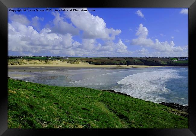  Crantock Bay Cornwall Framed Print by Diana Mower