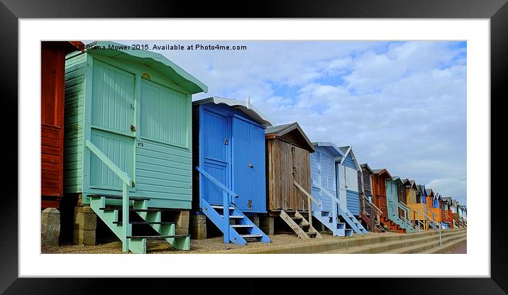 Beach huts Walton Essex Framed Mounted Print by Diana Mower