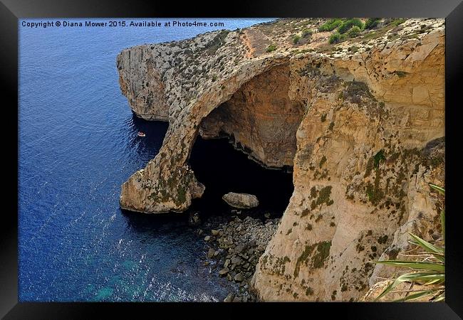  Blue Grotto cave Malta Framed Print by Diana Mower