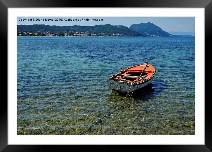  Row boat Corfu Framed Mounted Print by Diana Mower