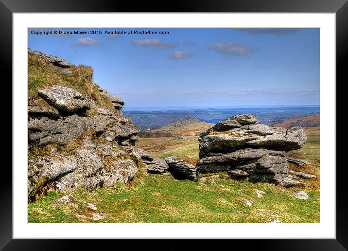  Hound Tor From Chinkwell Tor Framed Mounted Print by Diana Mower