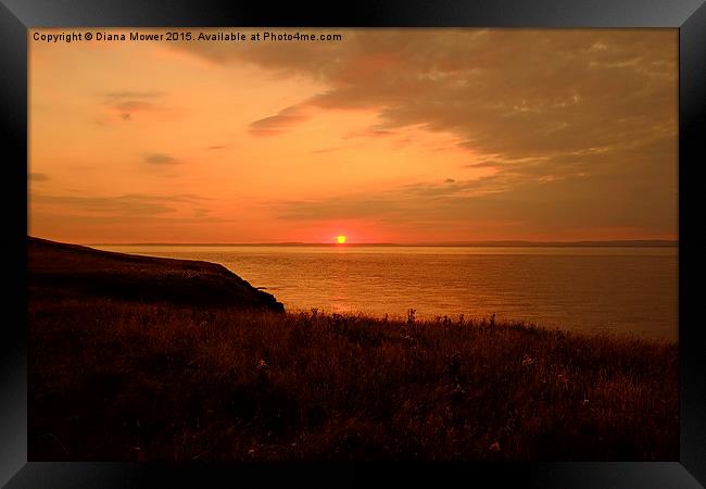  Sand Point Sunset Framed Print by Diana Mower