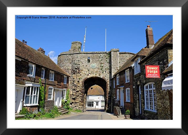  Rye Landgate  Arch, East Sussex. Framed Mounted Print by Diana Mower