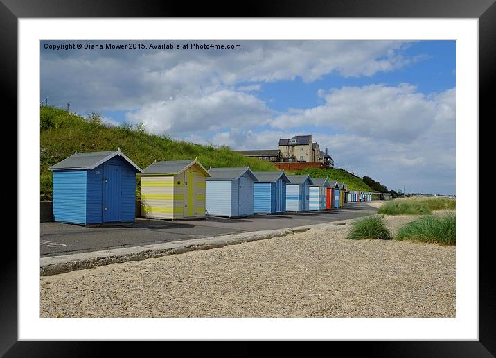  Pakefield  Beach Huts Framed Mounted Print by Diana Mower