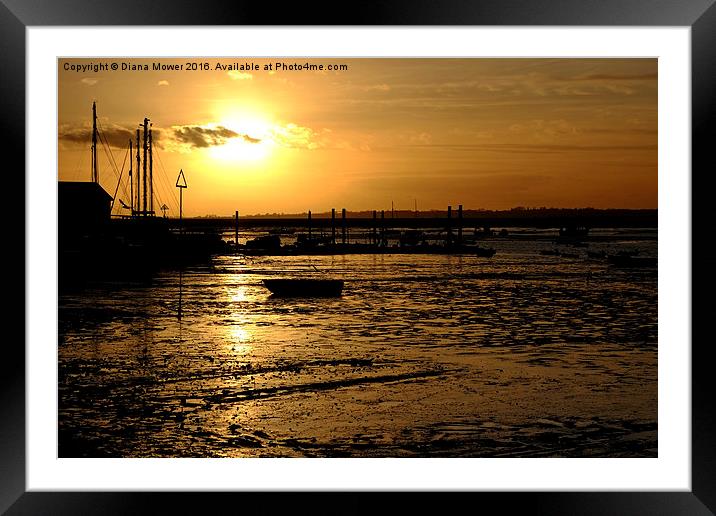  West Mersea Sunset Framed Mounted Print by Diana Mower