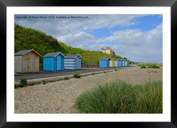 Pakefield  Beach Huts Framed Mounted Print by Diana Mower