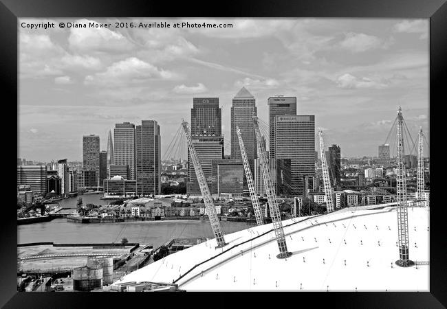 London skyline  02 arena Framed Print by Diana Mower