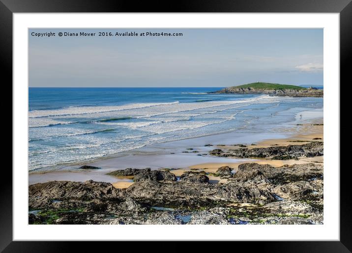 Fistral Beach Cornwall Framed Mounted Print by Diana Mower