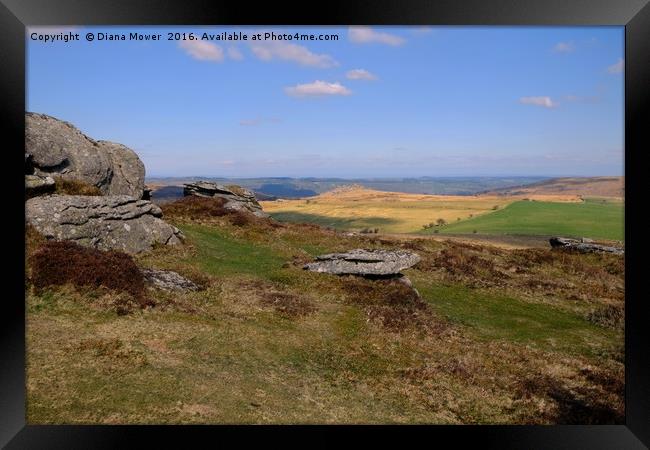 Hound Tor From Chinkwell Tor Framed Print by Diana Mower