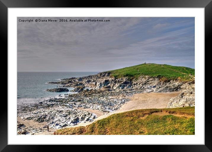 Fistral Beach and Towan Head Framed Mounted Print by Diana Mower