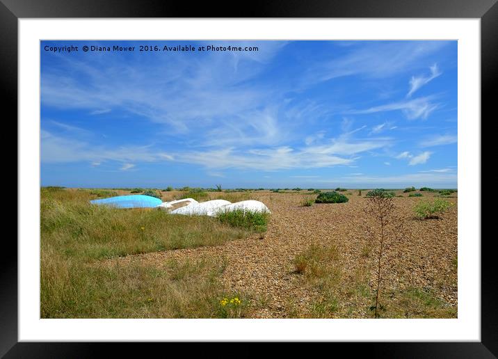 Shingle Street Suffolk Framed Mounted Print by Diana Mower