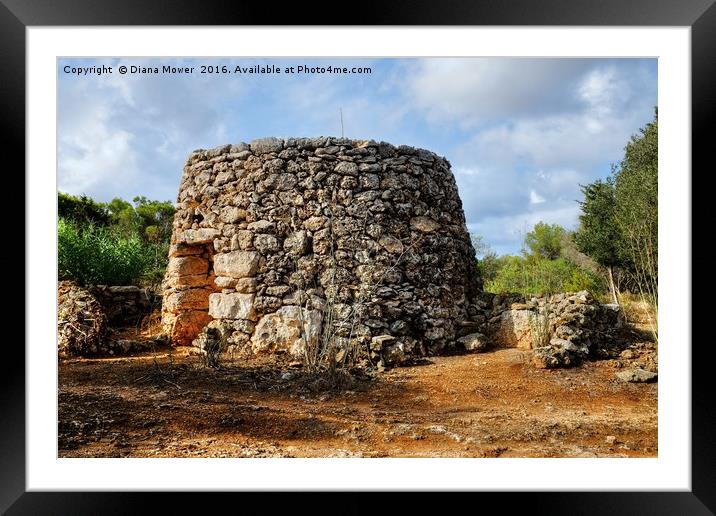 Maltese Girna, Corbelled stone hut Framed Mounted Print by Diana Mower