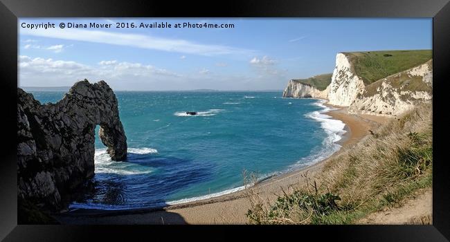 Durdle Door Beach Framed Print by Diana Mower