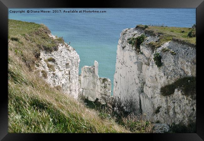 The Crumbling Dover Cliffs Framed Print by Diana Mower