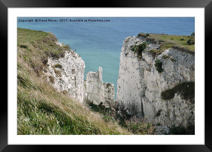 The Crumbling Dover Cliffs Framed Mounted Print by Diana Mower