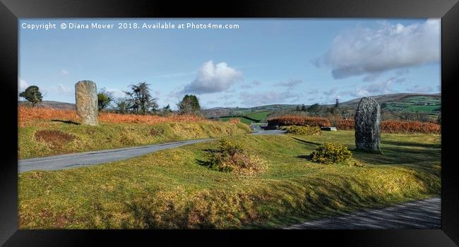 Leusdon Stones, Dartmoor Framed Print by Diana Mower