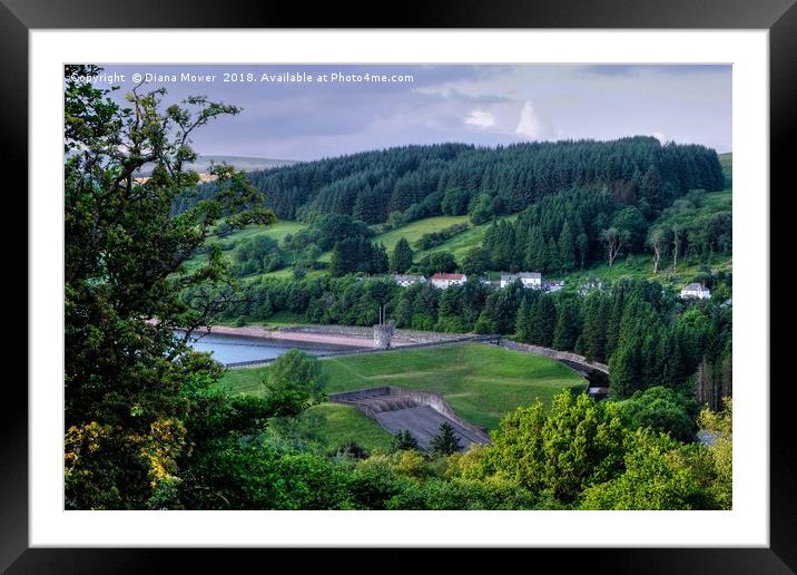 Llwyn-on Reservoir from the Taff Trail  Framed Mounted Print by Diana Mower