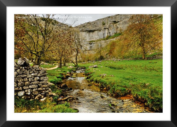 Malham Cove and Malham Beck Framed Mounted Print by Diana Mower